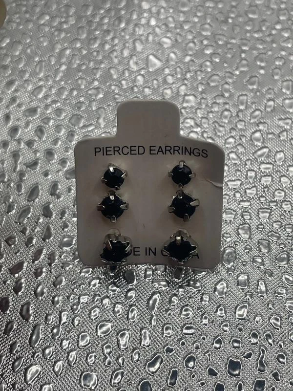 Lot de 3 paires de boucles d’oreilles pierre noir